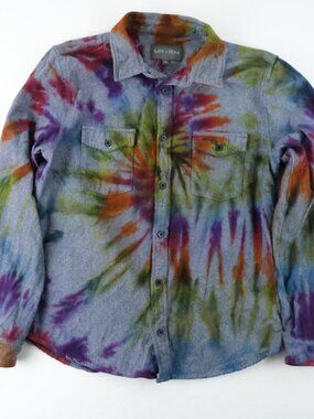 Men’s Slate & Stone Cotton Flannel Shirt Jacket Shacket Tie Dye Twill size M